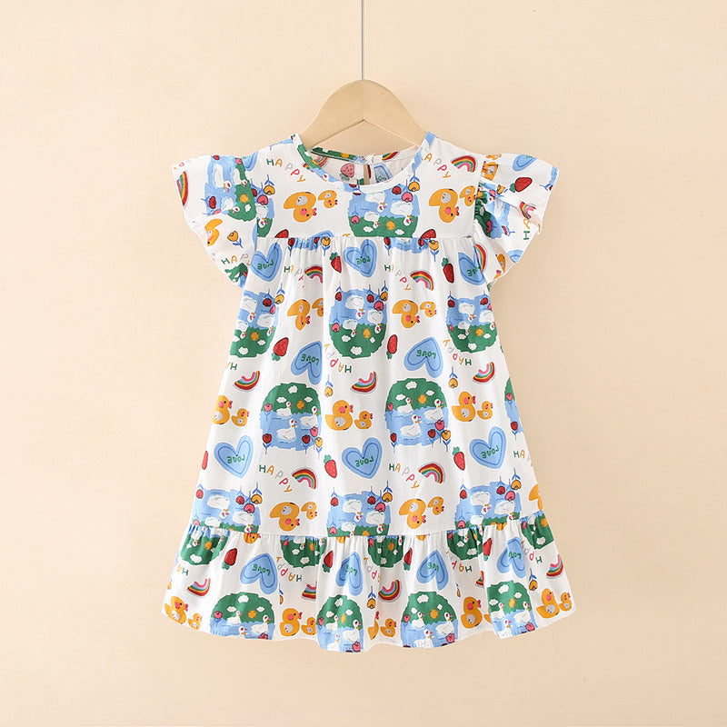 Girls' Cartoon Print Dress