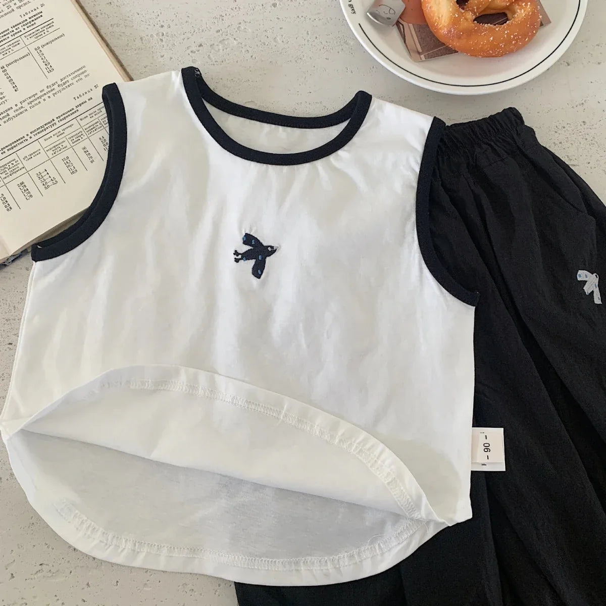 Baby Boys Summer Vest Sets Bird Embroidery Top+Elastic Waist Short Kids Boys Two-piece Suit Loose Thin Toddler Boys Sport Sets - Mom & Kids