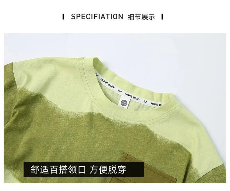 Boys Summer Clothes Set Camouflage Short Sleeve T-shirt + Cargo Shorts 2PCS Kids Casual Streetwear Outfit Two-piece set - Mom & Kids