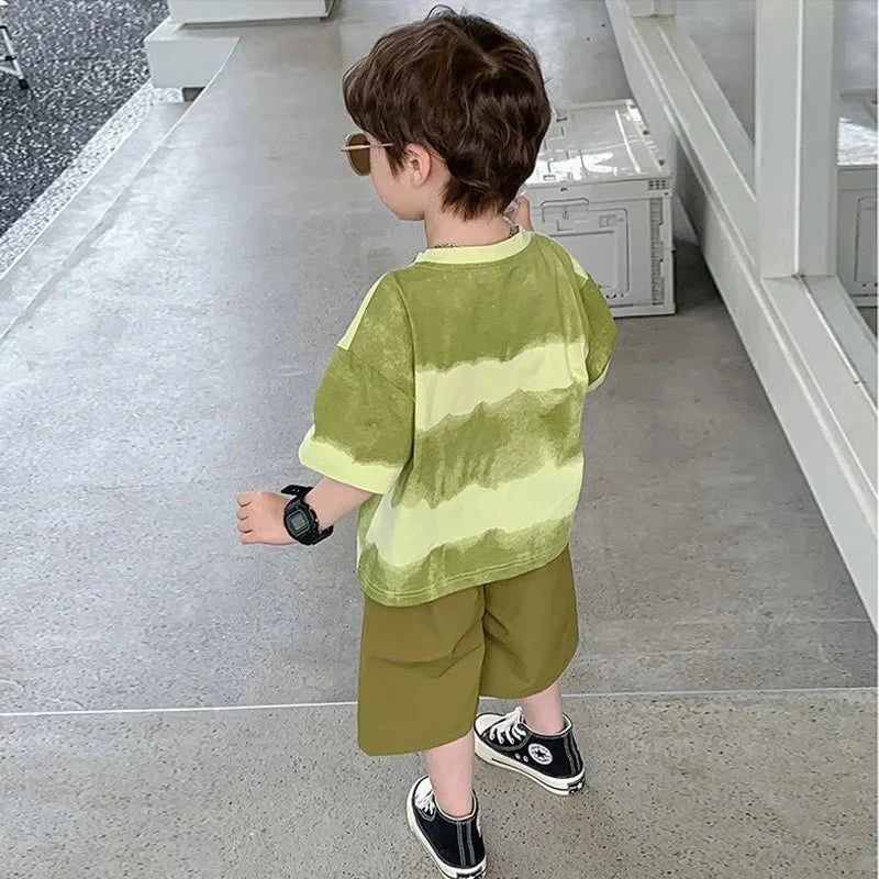 Boys Summer Clothes Set Camouflage Short Sleeve T-shirt + Cargo Shorts 2PCS Kids Casual Streetwear Outfit Two-piece set - Mom & Kids