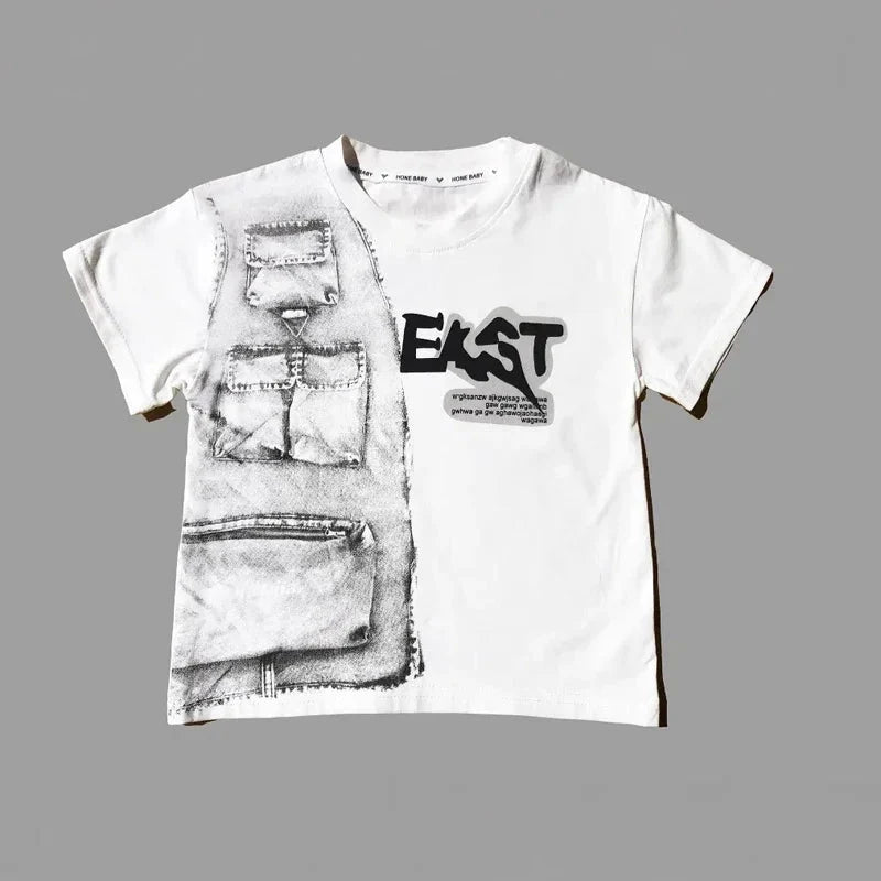 Boys Summer Clothing Set Letter Print Short Sleeved T-shirt+Denim Shorts 2Pcs Suit For Kids Handsome Casual Outfit - Mom & Kids