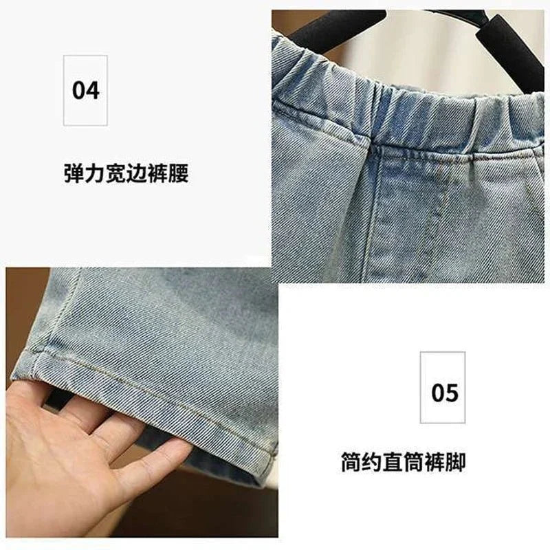 Boys Summer Clothing Set Letter Print Short Sleeved T-shirt+Denim Shorts 2Pcs Suit For Kids Handsome Casual Outfit - Mom & Kids
