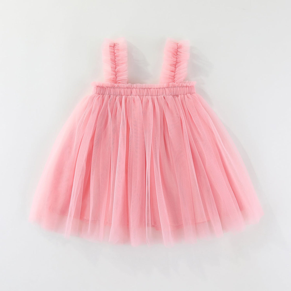 Girls Spaghetti Straps Chest Wrap Flower Embroidery Mesh Dress (Available)