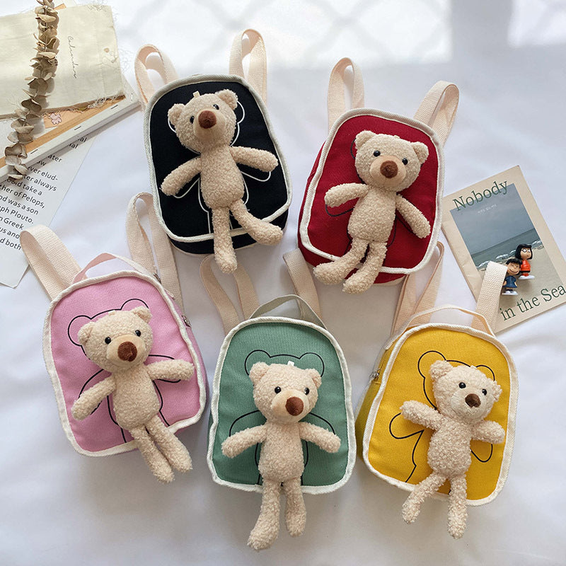 Cute Bear Doll Mini Canvas Kindergarten Backpack - Baby Bag - Baby's World (view 2)