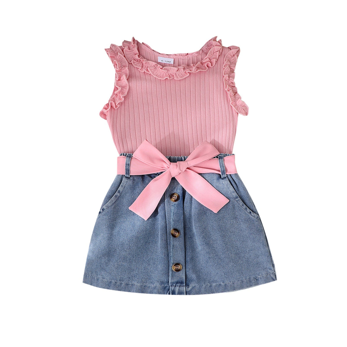 Summer Denim Skirt Belt Three-piece Set ()