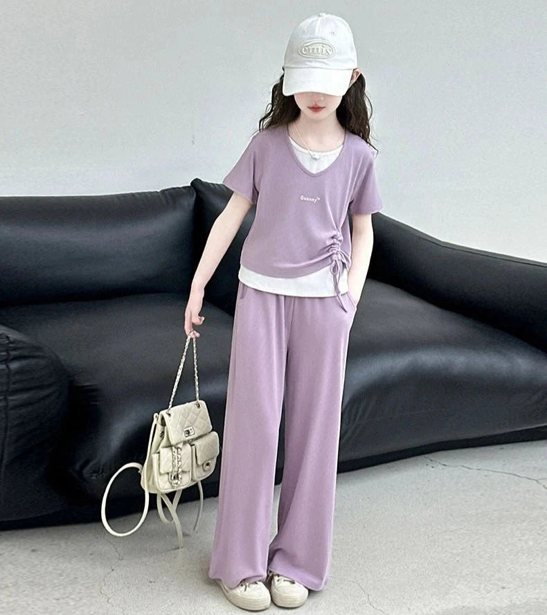 Child Summer Outfit Clothes for Teens Elementary Kids Girl Set Sweatshirt Korean Reviews Many Girls Student Suit 11 - Mom & Kids