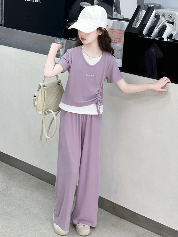 Child Summer Outfit Clothes for Teens Elementary Kids Girl Set Sweatshirt Korean Reviews Many Girls Student Suit 11 - Mom & Kids