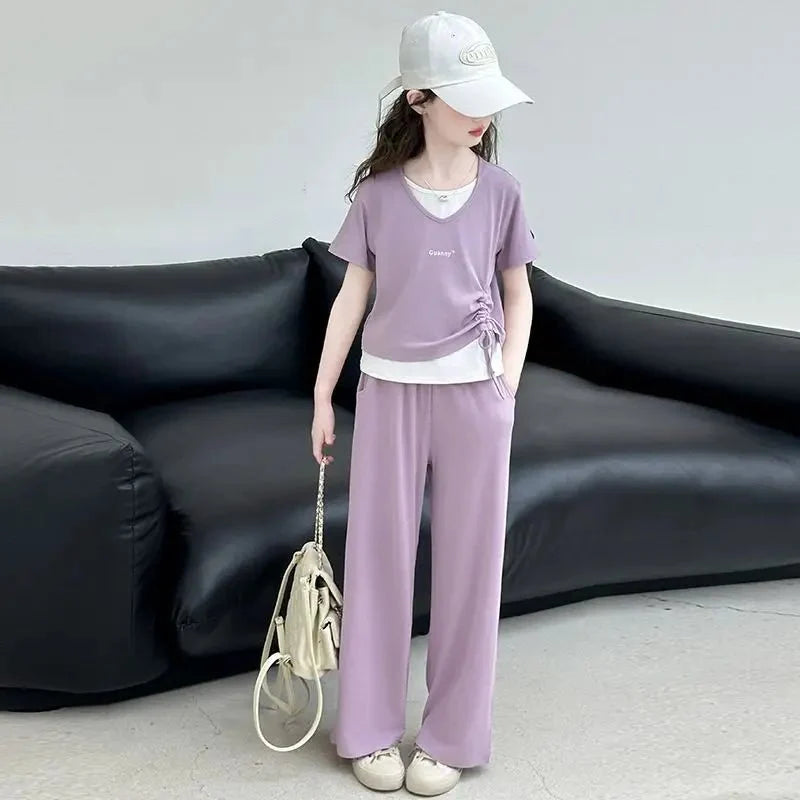 Child Summer Outfit Clothes for Teens Elementary Kids Girl Set Sweatshirt Korean Reviews Many Girls Student Suit 11 - Mom & Kids