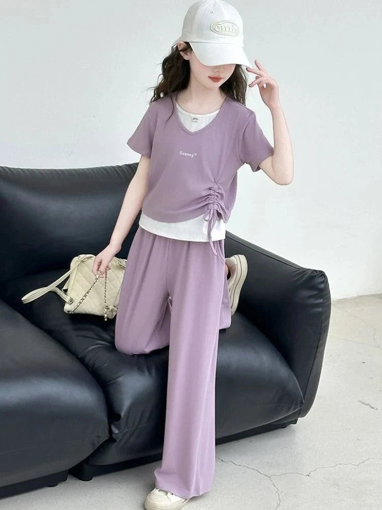 Child Summer Outfit Clothes for Teens Elementary Kids Girl Set Sweatshirt Korean Reviews Many Girls Student Suit 11 - Mom & Kids