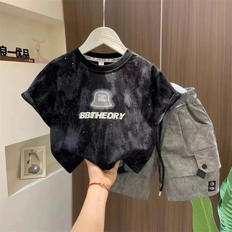 Children Boutique Summer Outfits 2025 New Boys Sleeveless Hat Letter T-Shirt And Pocket Shorts 2pcs Fashion Set Kid Sport Suit