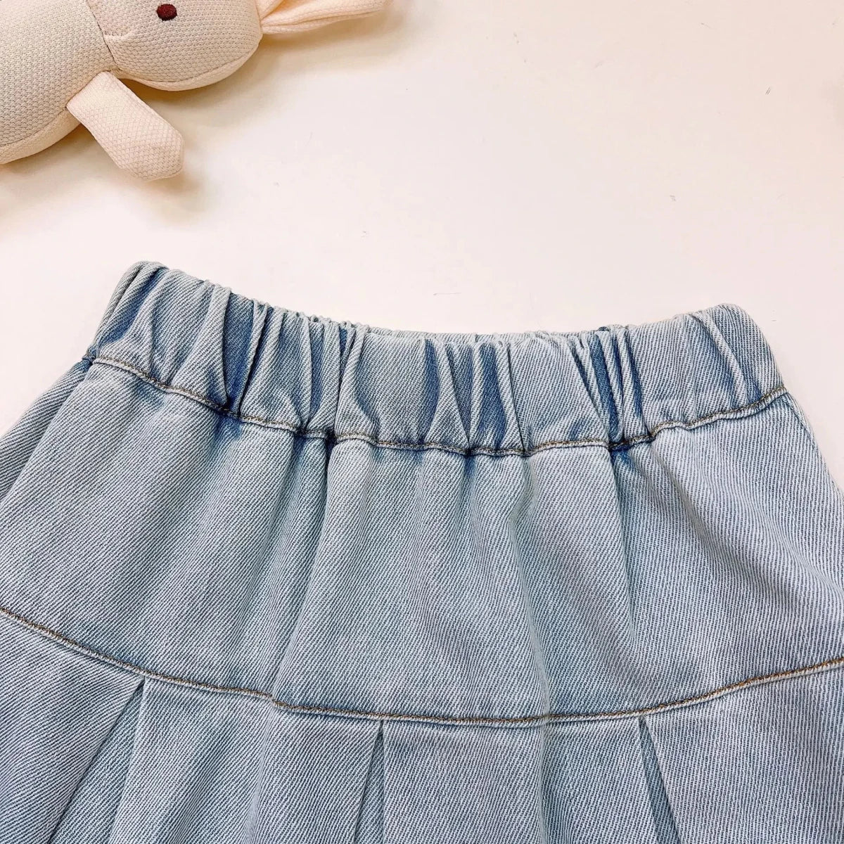 Children's Clothing Sets Cartoon Embroidered Lapel Sleeveless Top + Bow Embroidered Denim Skirt 2pcs Baby Girl Outfit Set - Mom & Kids