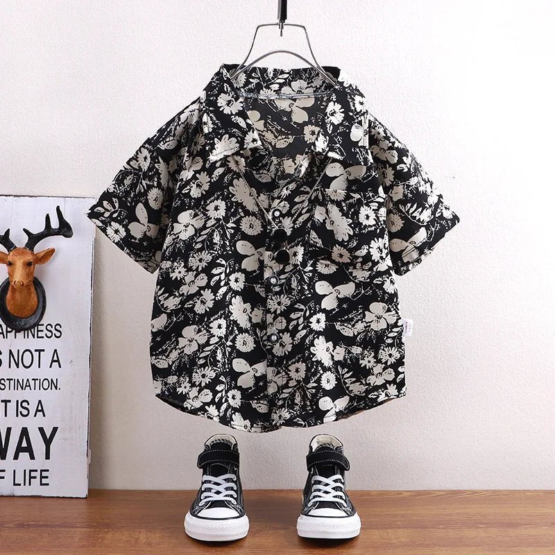 Children's shirts summer style short sleeved boys' tops baby coats children's clothing Hong Kong style casual trend wholesale