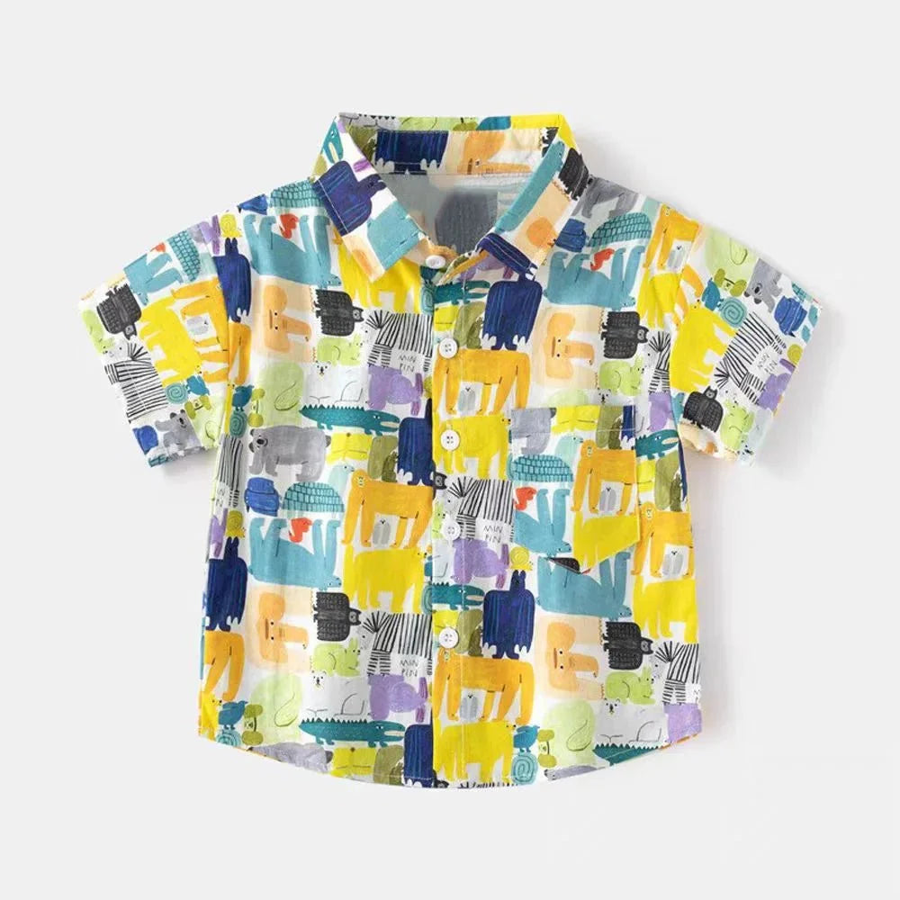 Children's shirts summer style short sleeved boys' tops baby coats children's clothing Hong Kong style casual trend wholesale - Mom & Kids
