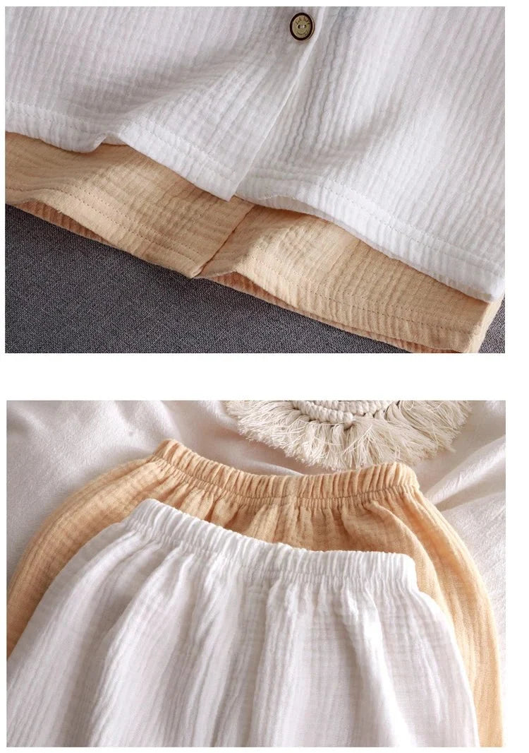 Children's Stand Collar Solid Cotton Set Kids Boy Homewear Clothes Children Clothing Casual Long Pants Set Daily - Mom & Kids