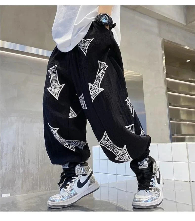 Children's Summer Set Korean Version Boy Hip Hop Loose Short Sleeve T-shirt Casual Mosquito Pants 2-piece Set - Mom & Kids
