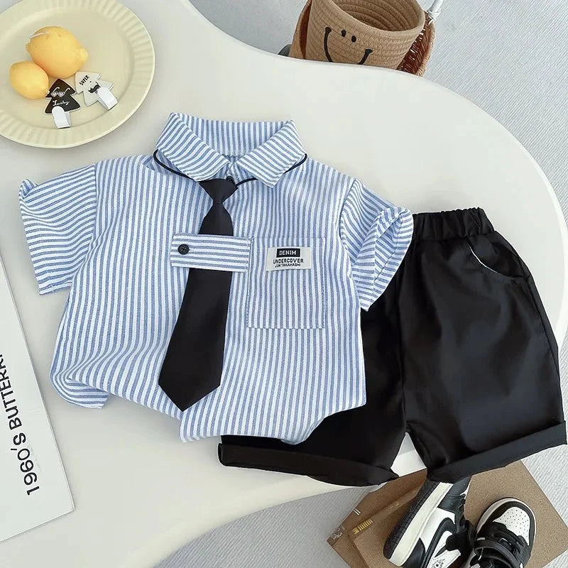 DIIMUU Baby Boys Clothing Sets T-shirt + Shorts Kids Girl Outfits Suits Children Summer Wear Infant Toddler Tee Shirts + Pants - Mom & Kids