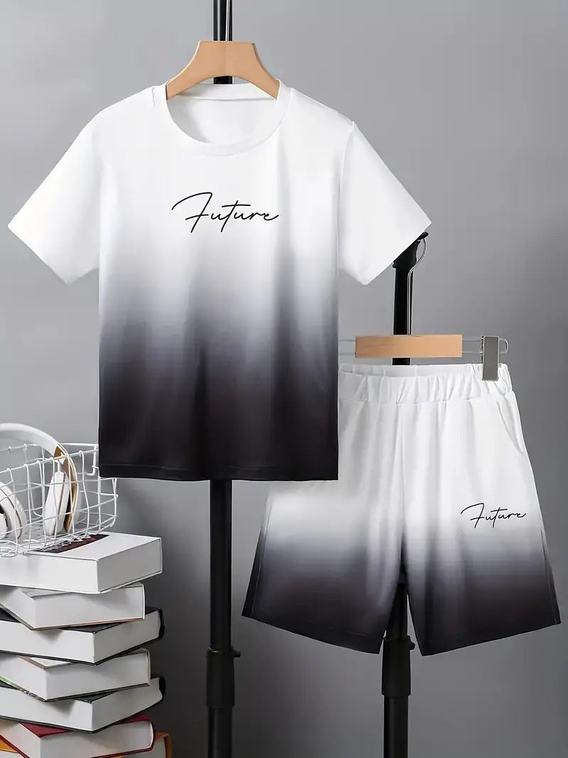 Boys' Casual Short Sleeve T-shirt Top Shorts Two-piece Set