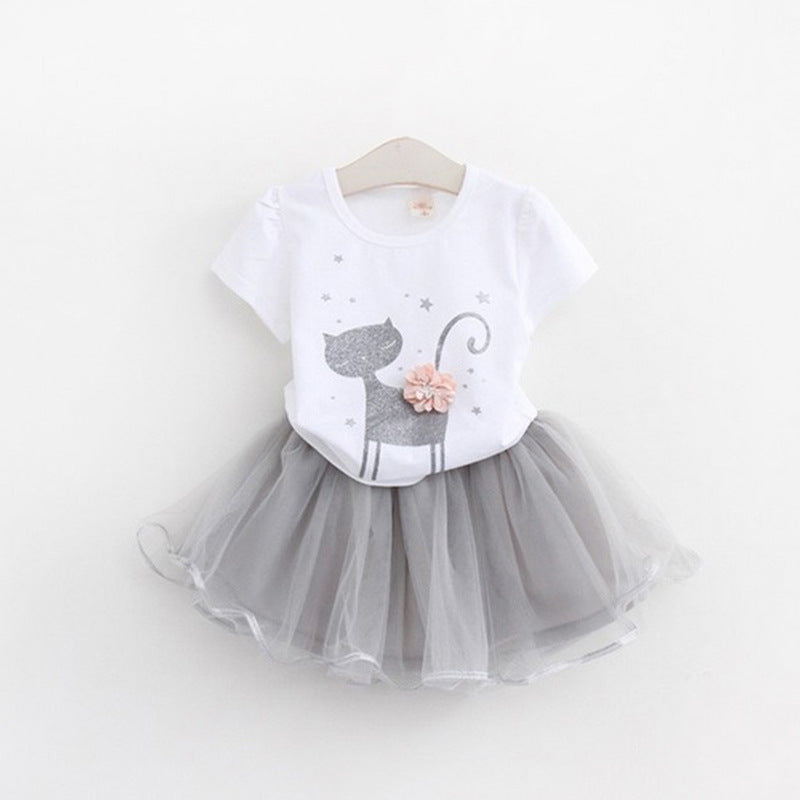 New Girls Clothes Two-piece Dress Solid Color