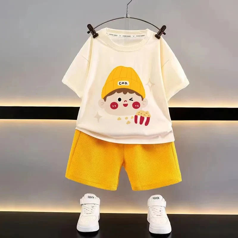 Fashion Spotrs Clothing Sets For Children Tracksuit Short Sleeve T-shirts + Shorts 2pcs Suit Kids Baby Clothes Toddler Costume - Mom & Kids