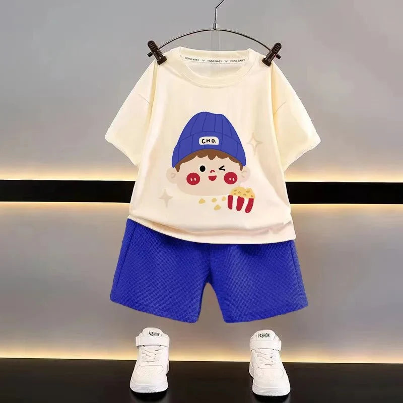 Fashion Spotrs Clothing Sets For Children Tracksuit Short Sleeve T-shirts + Shorts 2pcs Suit Kids Baby Clothes Toddler Costume - Mom & Kids