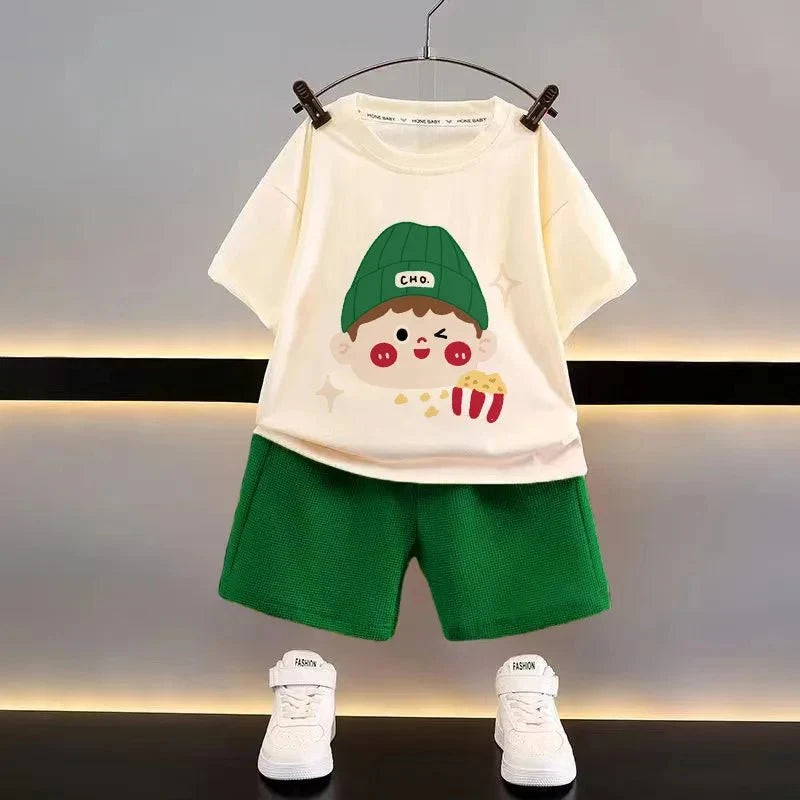 Fashion Spotrs Clothing Sets For Children Tracksuit Short Sleeve T-shirts + Shorts 2pcs Suit Kids Baby Clothes Toddler Costume - Mom & Kids