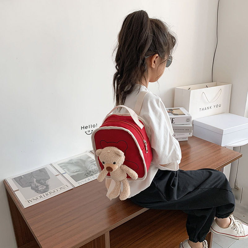 Cute Bear Doll Mini Canvas Kindergarten Backpack - Baby Bag - Baby's World (view 3)