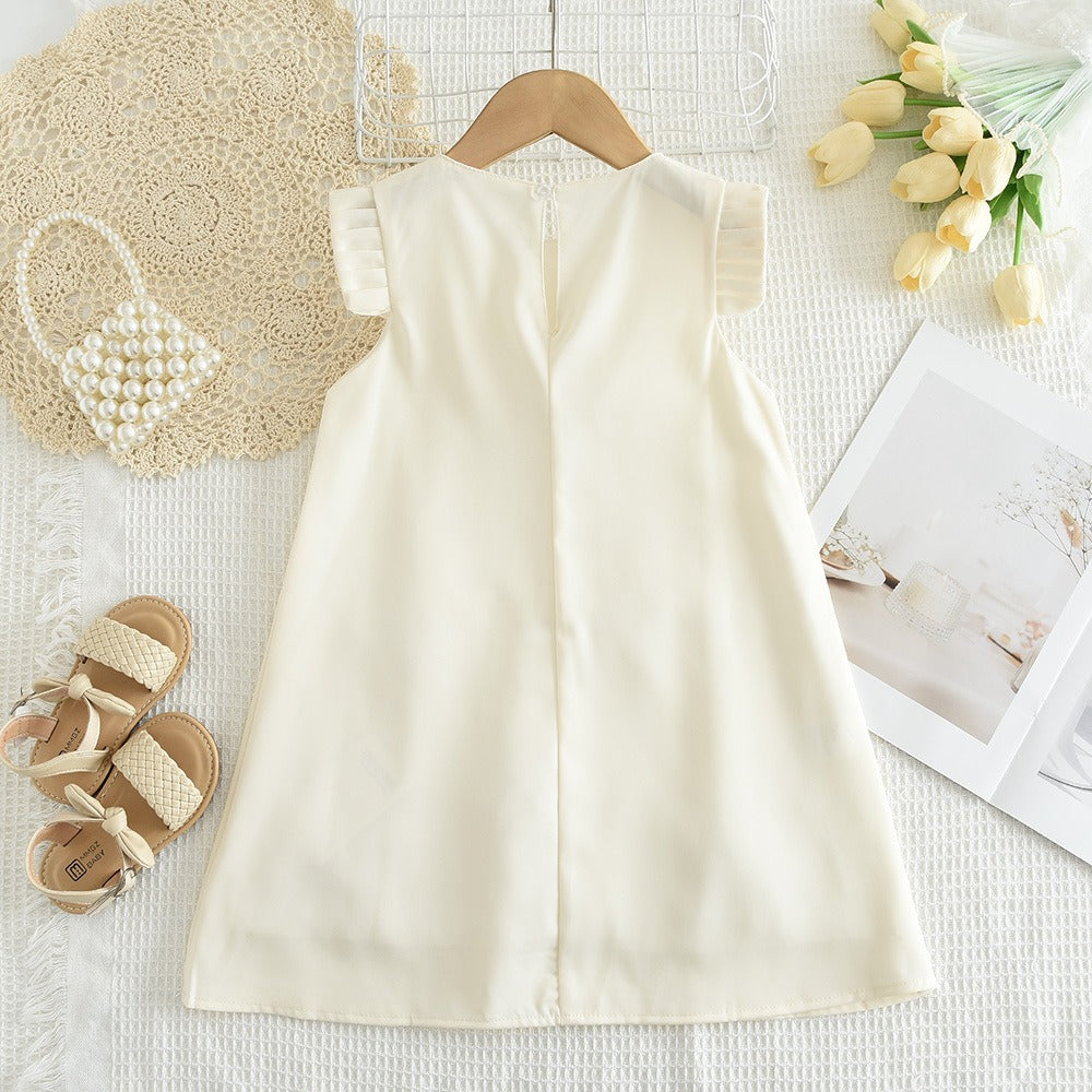Girls 3D Flower Princess Dress with sleeveless design, elegant 3D floral details, and princess style for weddings, birthdays, and parties