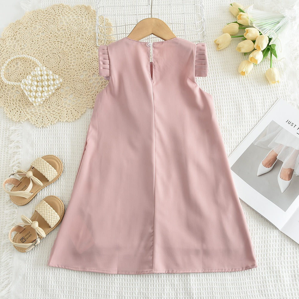Girls 3D Flower Princess Dress with sleeveless design, elegant 3D floral details, and princess style for weddings, birthdays, and parties