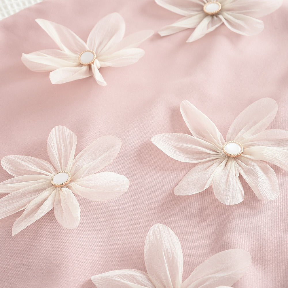 Girls 3D Flower Princess Dress with sleeveless design, elegant 3D floral details, and princess style for weddings, birthdays, and parties