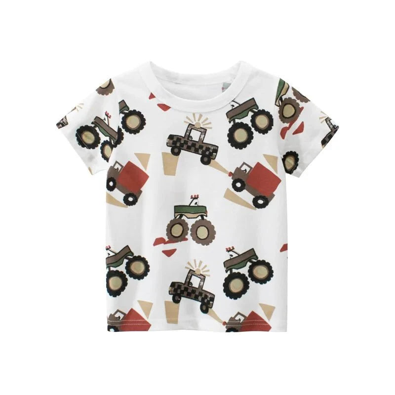 Jumping Meters Hot Selling Boys Girls Summer Baby T Shirts Short Sleeve Cartoon Cars  Toddler Tees Tops Boys Girls Clothing
