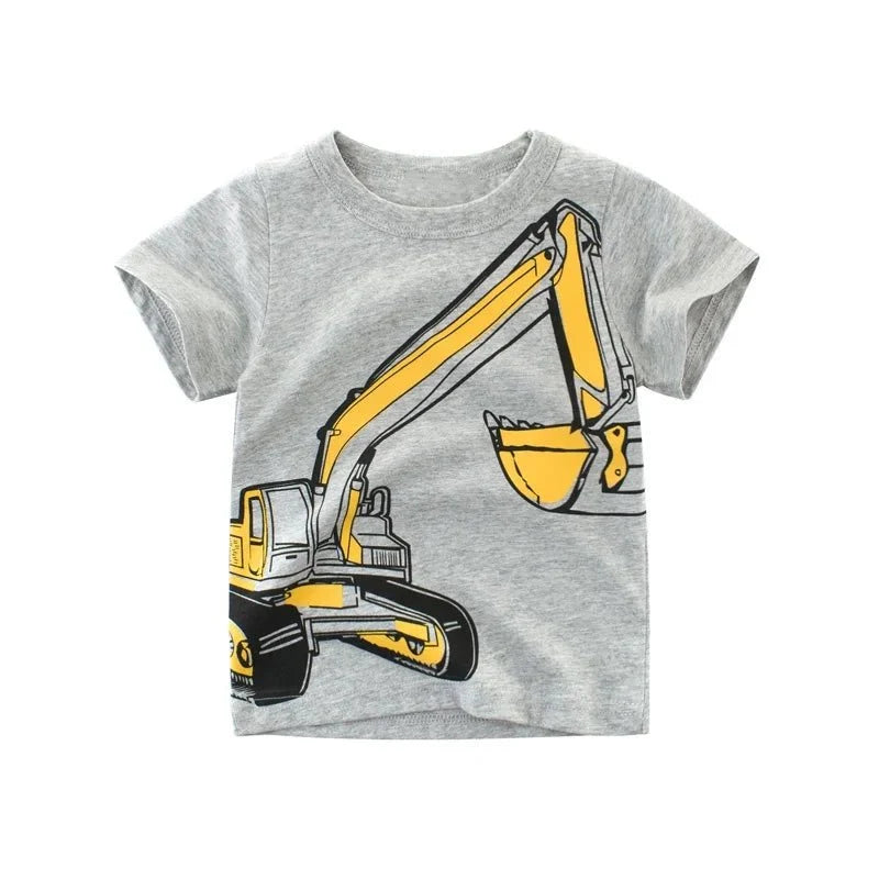 Jumping Meters Hot Selling Boys Girls Summer Baby T Shirts Short Sleeve Cartoon Cars  Toddler Tees Tops Boys Girls Clothing