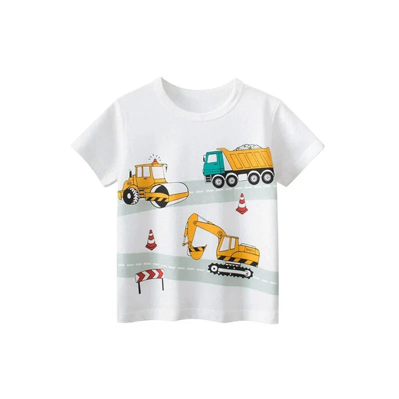 Jumping Meters Hot Selling Boys Girls Summer Baby T Shirts Short Sleeve Cartoon Cars  Toddler Tees Tops Boys Girls Clothing