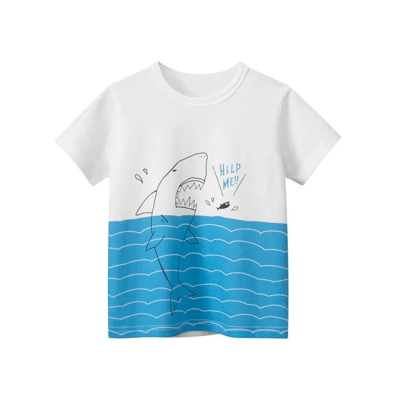 Jumping Meters Hot Selling Boys Girls Summer Baby T Shirts Short Sleeve Cartoon Cars  Toddler Tees Tops Boys Girls Clothing