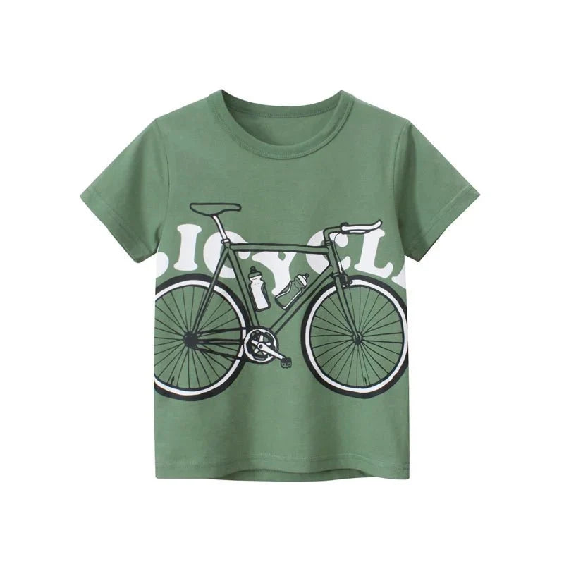 Jumping Meters Hot Selling Boys Girls Summer Baby T Shirts Short Sleeve Cartoon Cars  Toddler Tees Tops Boys Girls Clothing