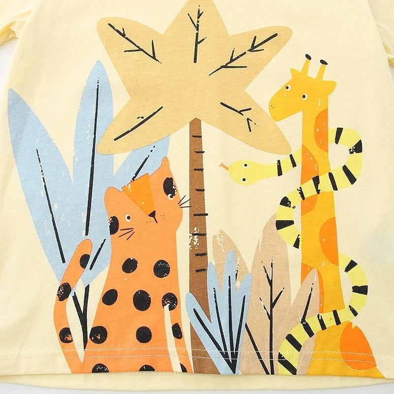 Little maven Baby Boys 2026 New Tracksuit Summer Cotton Children's Clothing Sets Cartoon Animals Tops+Pants Kids Clothes - Mom & Kids