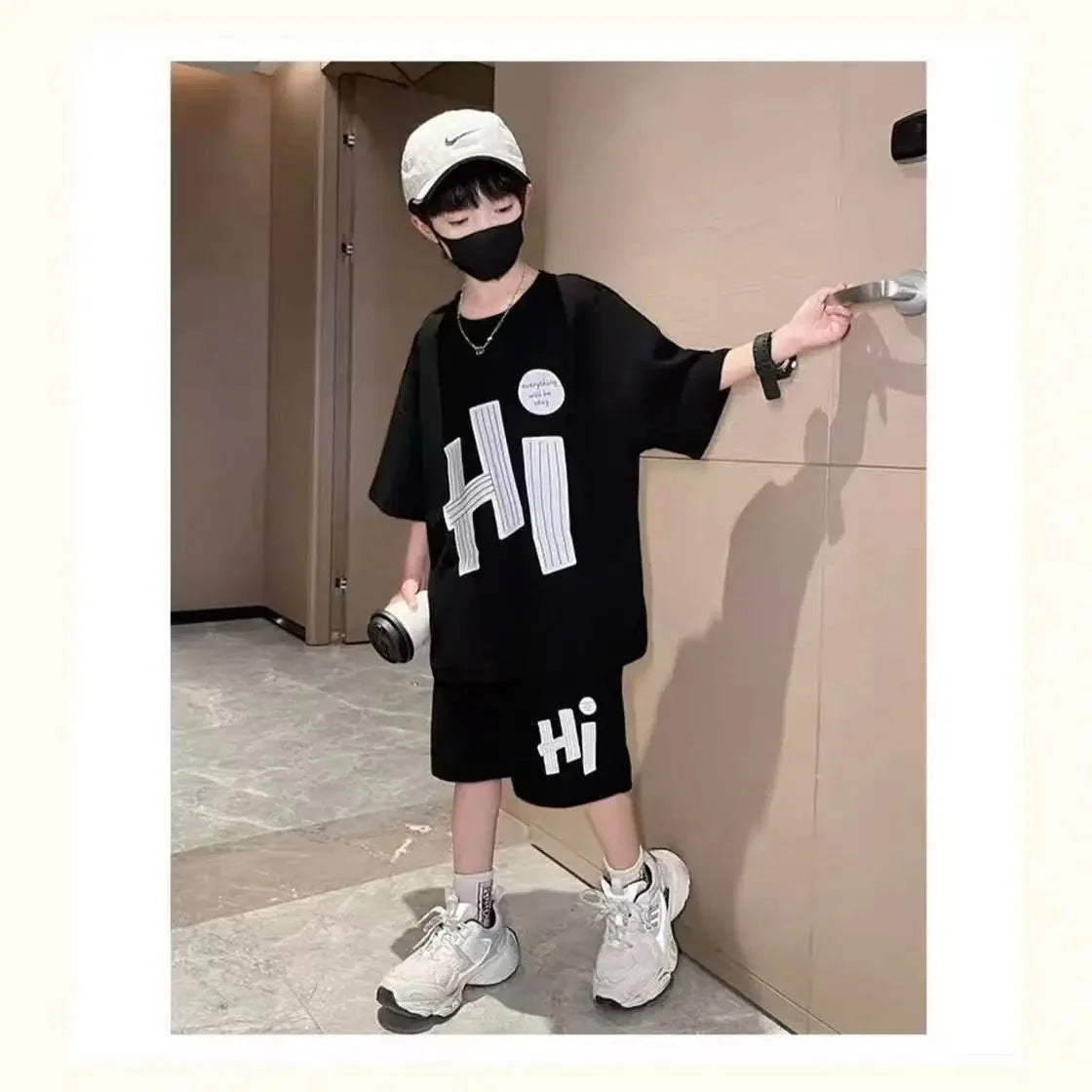New Boys Sport Clothing Sets Summer Big Kids Loose Clothes Suit Short Sleeve Tops+Shorts 2Pcs Children Fashion Handsome Outfits - Mom & Kids