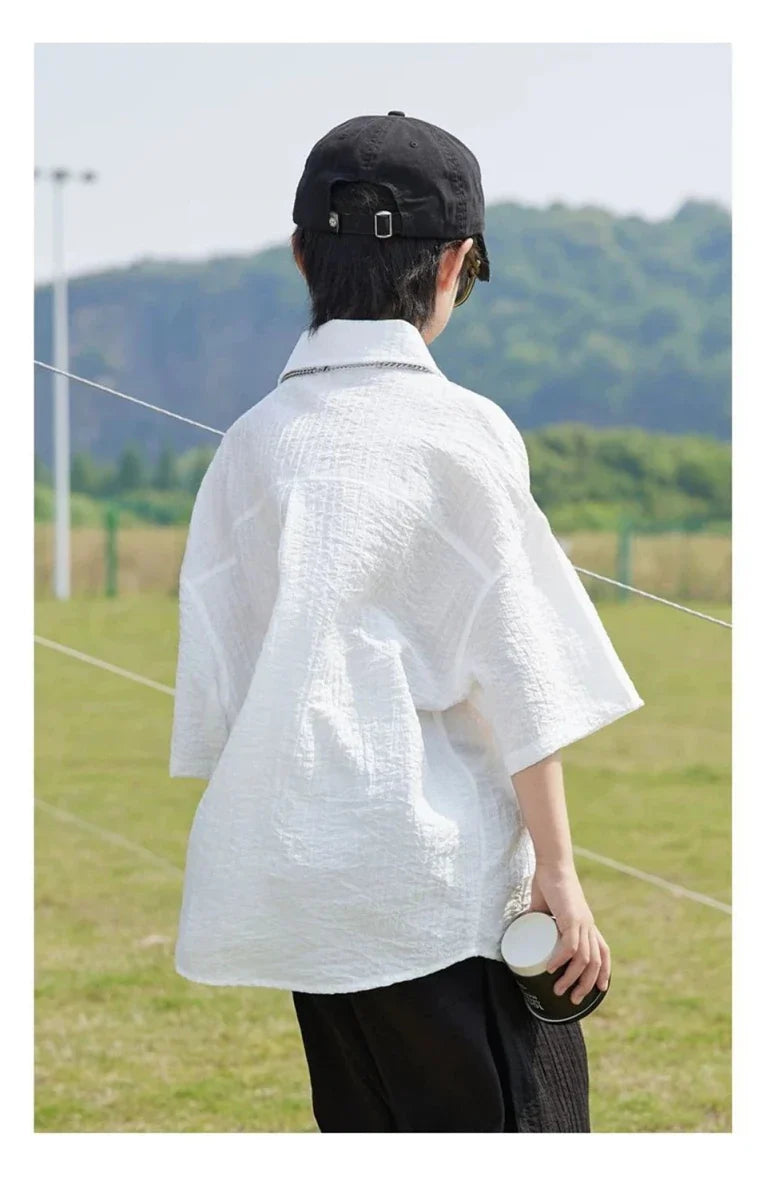 New Children Summer Thin Short Sleeved Shirt Shorts Two Piece Set Children Stylish Clothing Trend - Mom & Kids