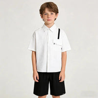 New Children Summer Thin Short Sleeved Shirt Shorts Two Piece Set Children Stylish Clothing Trend