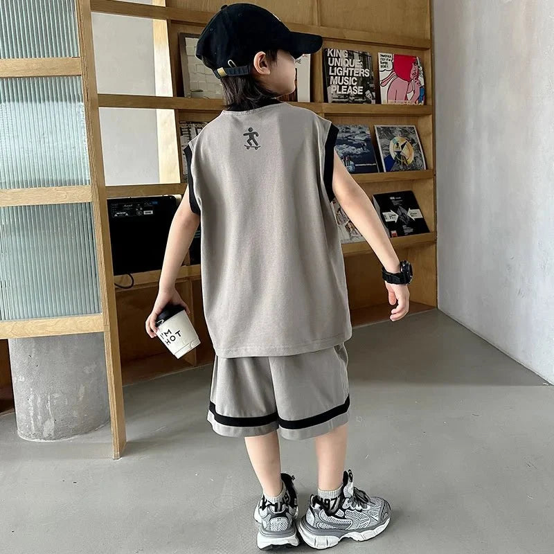 New Children's Sets Teenager Basketball Sportswear Top+Shorts 2Pcs Big Kids Clothing Outfits - Mom & Kids