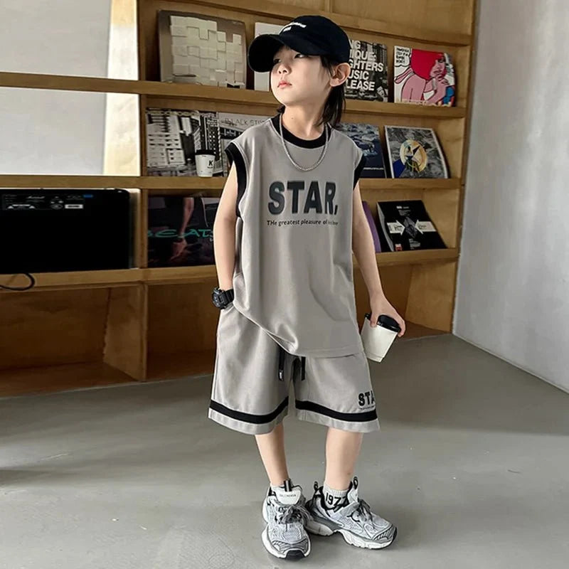 New Children's Sets Teenager Basketball Sportswear Top+Shorts 2Pcs Big Kids Clothing Outfits - Mom & Kids