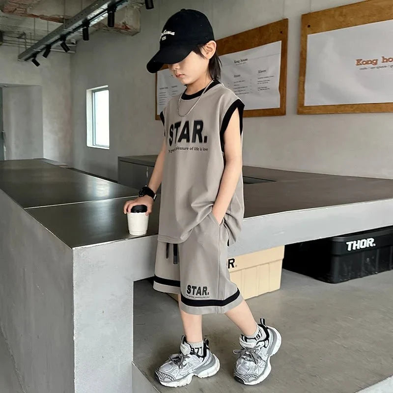 New Children's Sets Teenager Basketball Sportswear Top+Shorts 2Pcs Big Kids Clothing Outfits - Mom & Kids