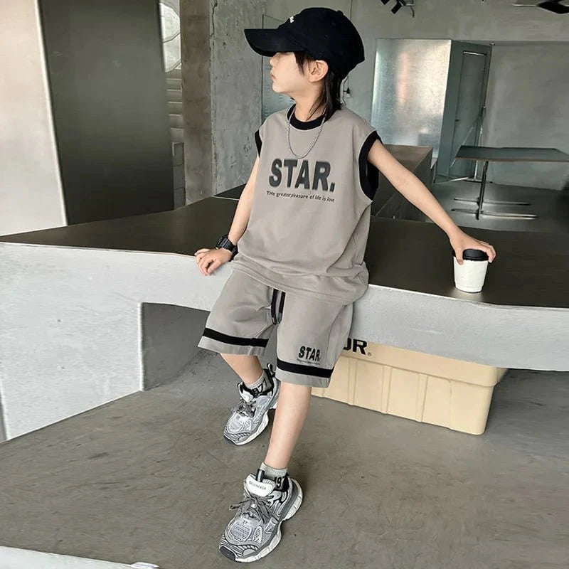New Children's Sets Teenager Basketball Sportswear Top+Shorts 2Pcs Big Kids Clothing Outfits - Mom & Kids