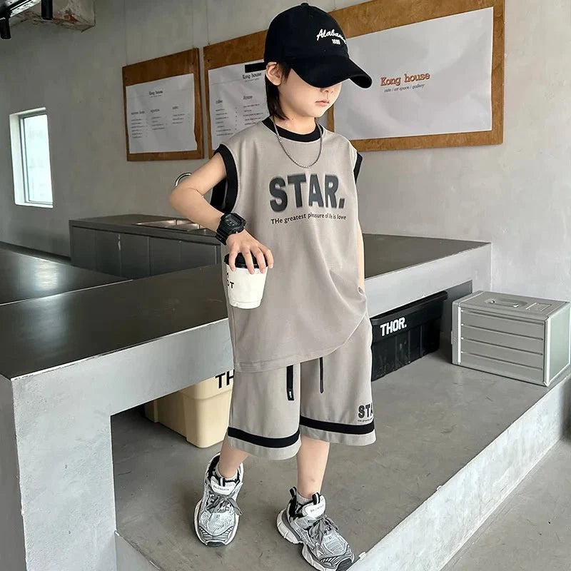 New Children's Sets Teenager Basketball Sportswear Top+Shorts 2Pcs Big Kids Clothing Outfits - Mom & Kids