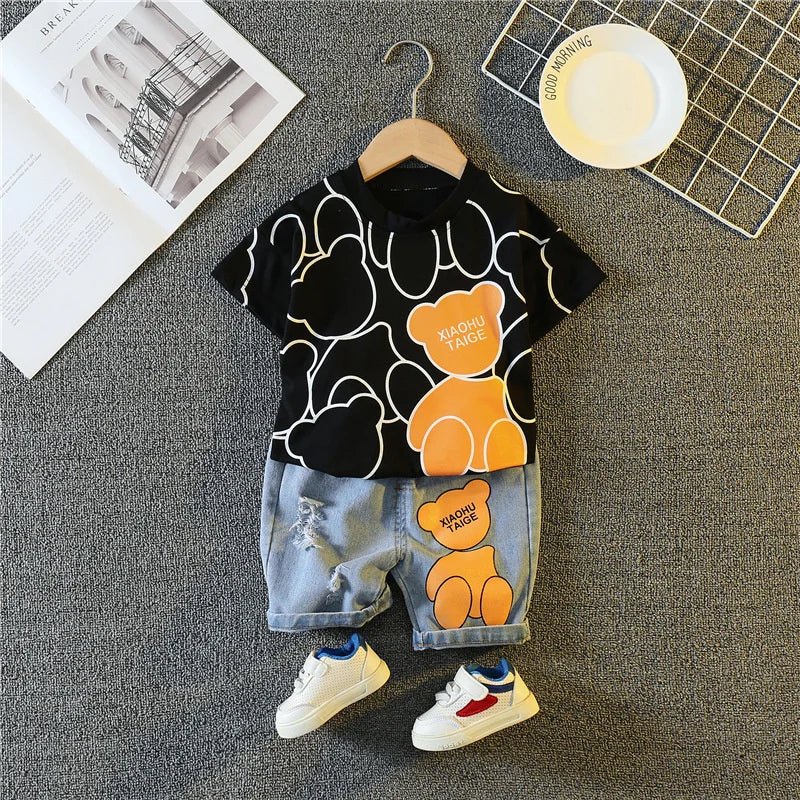 New Summer Baby Girls Clothes Suit Children Boys Fashion Cartoon T-Shirt Shorts 2Pcs/Sets Toddler Casual Costume Kids Tracksuits - Mom & Kids