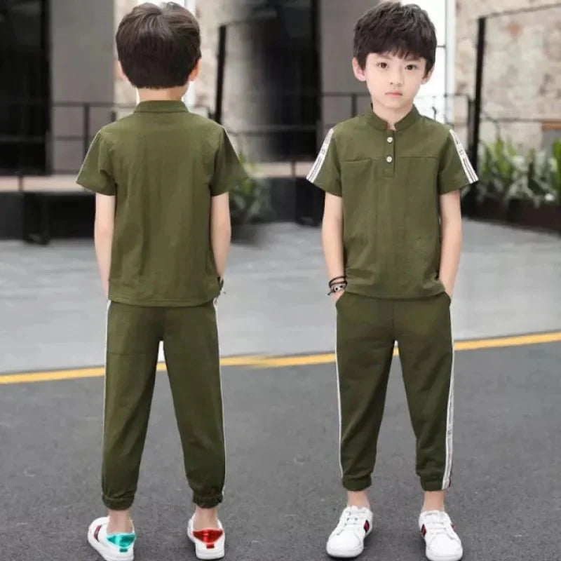 New Summer Boys Clothing Sets Children T-shirt Short Sleeve +Pants Set Two Pieces Set Kids Baby Boys Clothes 6 8 10 Years Old