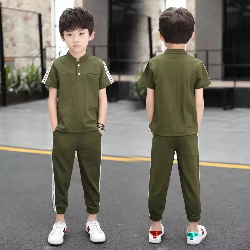 New Summer Boys Clothing Sets Children T-shirt Short Sleeve +Pants Set Two Pieces Set Kids Baby Boys Clothes 6 8 10 Years Old - Mom & Kids