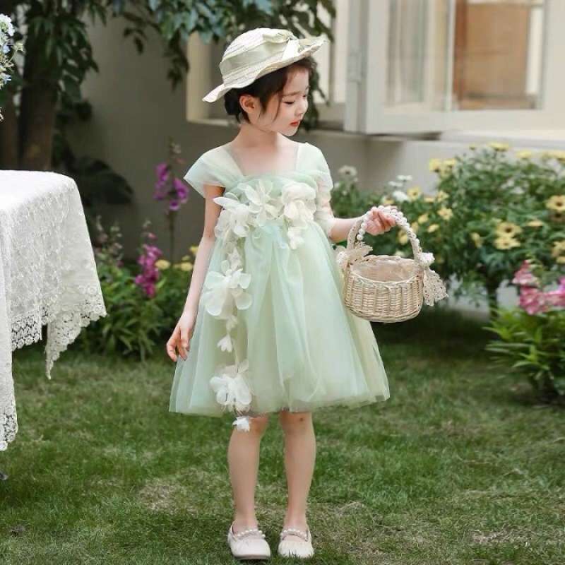 Girls Flower Party Dress – Imported Sleeveless Summer Frock for Kids