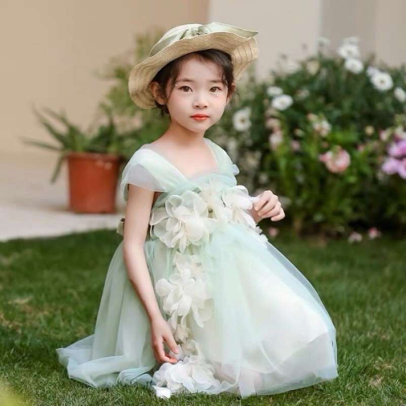 Girls Flower Party Dress – Imported Sleeveless Summer Frock for Kids
