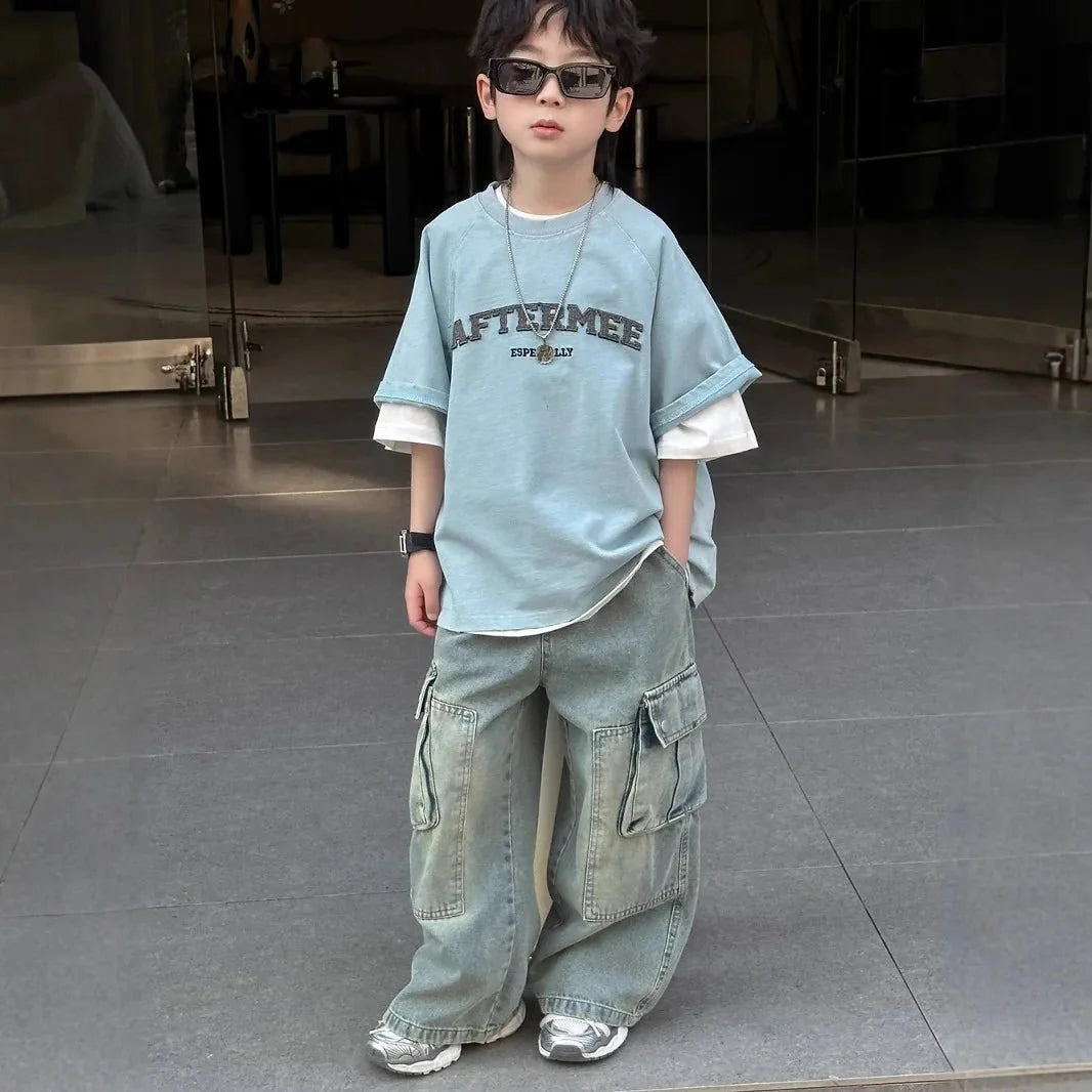 Spring Summer New Children's Short Sleeve T-shirt - Mom & Kids
