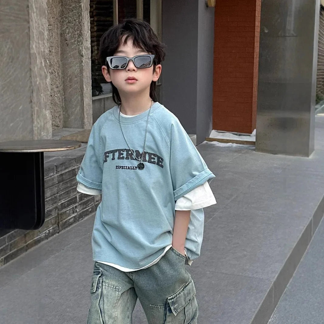 Spring Summer New Children's Short Sleeve T-shirt - Mom & Kids